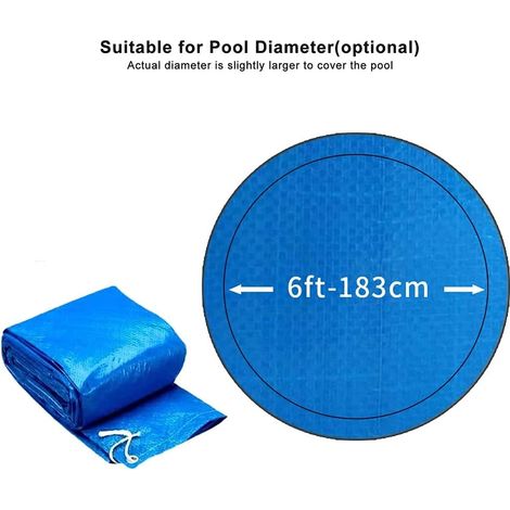 Couverture de piscine ronde, protection extérieure 183 m, accessoires (1/5)