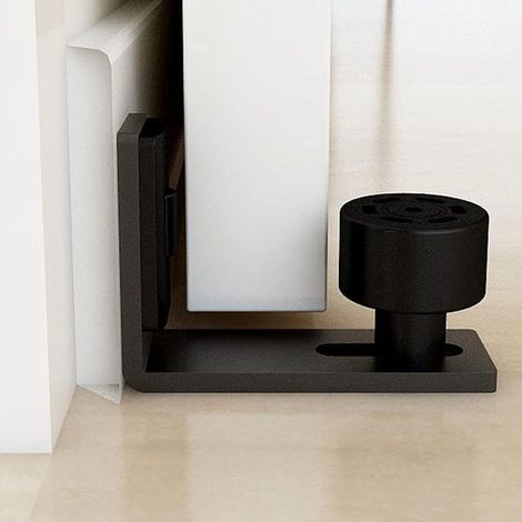 Guía para puerta, Guía de suelo ajustable negra, guía de soporte para puertas correderas de madera, guía de pared/puerta (1/2)