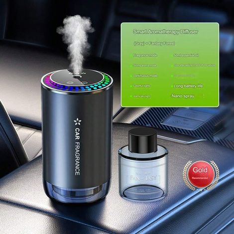 Parfum d'ambiance automatique pour voiture, diffuseur d'aromathérapie, désodorisant, alliage d'aluminium, métal, ambiance colorée, ciel étoilé, toit de voiture. (1/5)