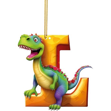 Ornement Dinosaure - Ornement Lettre Alphabet 26 Pièces - Décoration Arbre De Noël - Acrylique - 3,5 Pouces - Lot Complet (1/5)