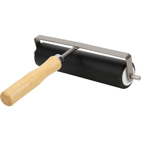 Rouleau d'impression en caoutchouc avec manche en bois amovible, outil d'impression et de loisirs créatifs, longueur 15 cm.