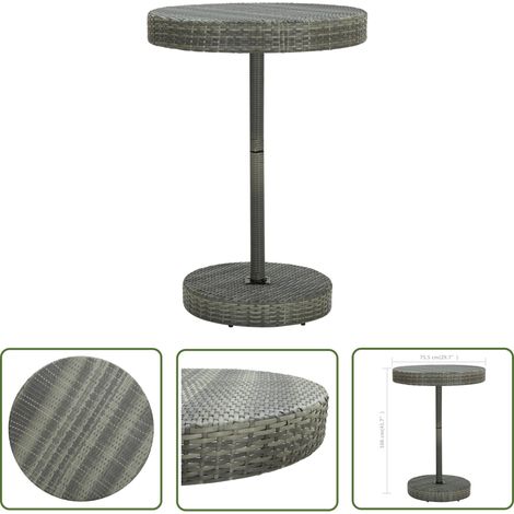 The Living Store Gartentisch Grau 75,5x106 cm Poly Rattan - Gartentisch - Polyrattan Tisch - Outdoor Tisch - Esszimmerset - Balkonmöbeln (1/4)
