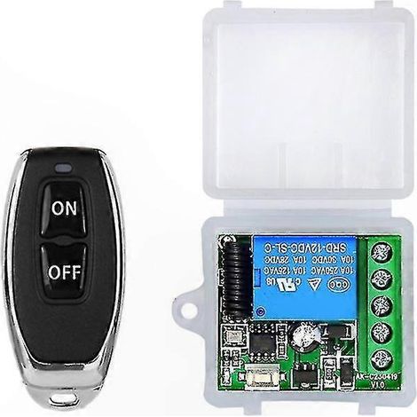 Relais sans fil 433MHz 12V 10A, module de commande à distance mono-canal pour interrupteur automatique (1/5)