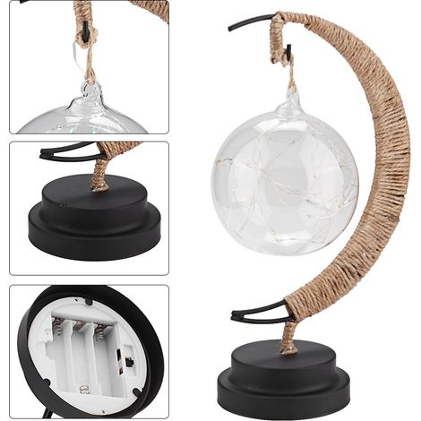 Glaskugel-Mond-Nachtlicht aus Eisen mit LED-Kupferdrahtlampe (ohne Batterie) (1/5)