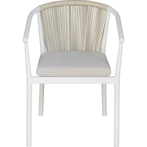 Moia Greenwood Sedia Verona Contract in Alluminio e Corda Bianco con Cuscino incluso