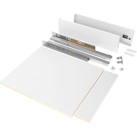Emuca Schubladegarnitur Vertex für Küche oder Badezimmer, Höhe 93mm, mit Einlegeböden, Modul 450mm, Weiß lackiert (1/5)