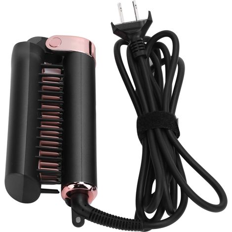Brosse lissante pliable 2-en-1 pour cheveux, lisseur et boucleur électrique gris, 110‑240V prise US (1/5)
