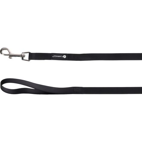 Laisse Chien Noir (traque/entraînement) 1500cm L x 1,7cm l x 0,2cm H biothane Hydrofuge poignée Mousqueton chromé 15m pour Dressage