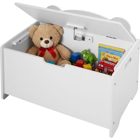 Baule portagiochi bianco con coperchio - Design sagoma di orso