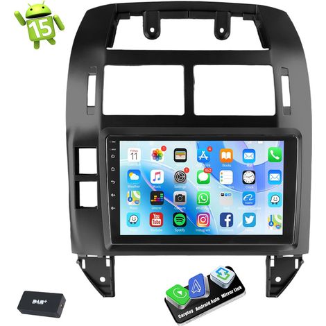 Autoradio Android 15 Apple CarPlay GPS pour VW Polo 9N 2001-2009 GPS Navi WIFI RDS - Noir 4+64G DAB+ (1/5)