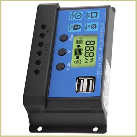 Cocosity Contrôleur de solaire PWM 12V 24V Dual USB Solar Pannel Contrôleur de LCD Affichage 10A (YJSS-10A) outillage solaire (1/4)