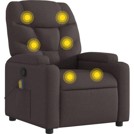 Massagesessel mit Vibrationsfunktion und manueller Liegefunktion, dunkelbraun Stoff (1/5)
