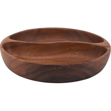 Plateaux de service en bois, plateaux de service polyvalents écologiques, décoration de maison pour salade, dessert, fruits, collation, noix, grand compartiment ovale. (1/5)