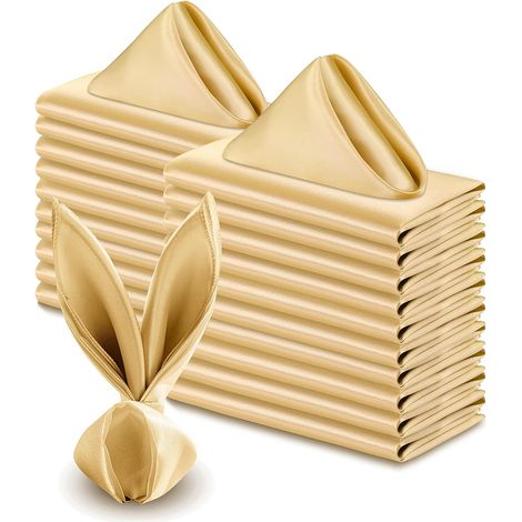 30 stuks - Servetten - Hoge Kwaliteit Satijnen Servetten - 43X43CM - Luxe polyesterstof Hotel -  Servetdecoratie - Restaurant - Vierkante Tafellinnen - Goud (1/5)