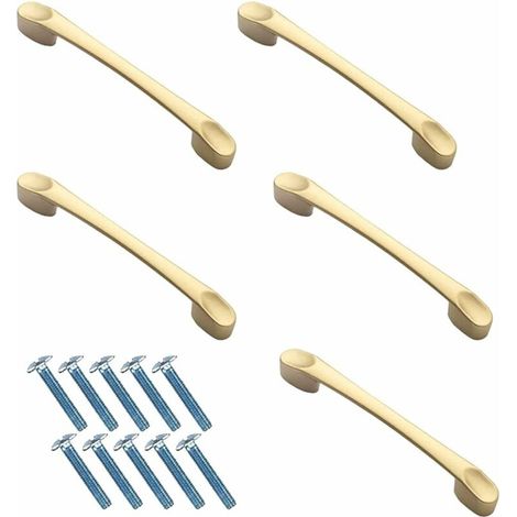 5 Pcs Gold Funiture Handles Aluminium Alloy Door Handles Golden Drawer Door Cabinet Handles for Cupboard Door Drawer (1/5)