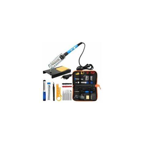 Kit de soldador 8 en 1, estación de soldadura de 60 W, bomba de soldadura, estaño, soldadura electrónica, temperatura ajustable, portátil - Crezuo