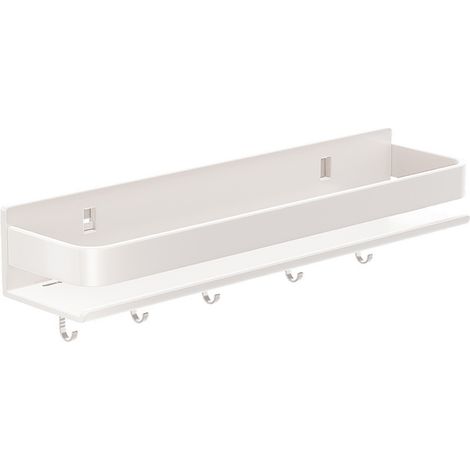 Étagère murale multifonctionnelle pour pots à épices de cuisine, en acier au carbone, avec large compartiment de rangement pour assaisonnements (blanc). (1/5)