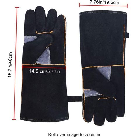 Guanti da saldatura resistenti, resistenti al calore e al fuoco con cuciture in Kevlar, guanti da lavoro per caminetti, stufe, forni, griglie, saldatura, guanti da forno, attrezzature da giardinaggio (1/4)