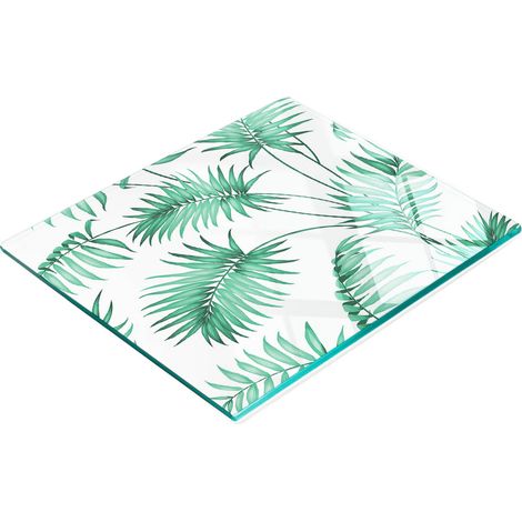 Vassoio da cucina in vetro con grafica a foglie tropicali, 60x52 cm (1/5)