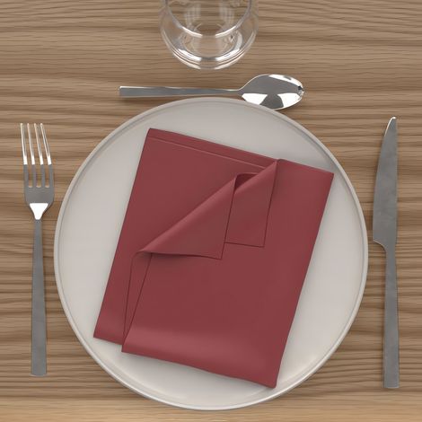 Lot de 3 serviettes de table 40x40 cm ALIX rouge, par Soleil d'Ocre