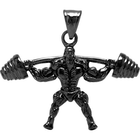 Pendentifs en acier titane forme haltérophile, tirettes de fermeture éclair noires, accessoires vestimentaires pour seniors. (1/5)