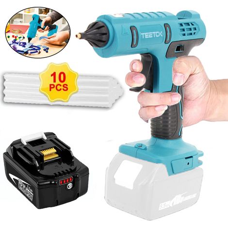 Klebepistole, kabellose Klebepistole,18-V-Lithium-Akku-Heißklebepistole ohne Tropfen + 10 Stück 11-mm-Klebestifte für DIY-Reparaturen + 1 Stück 5,5-A-Akku (ohne Ladegerät),Kompatibel mit Makita-Akku