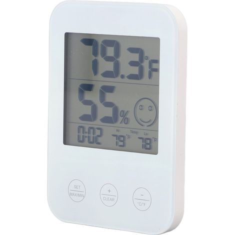 Thermomètre d'intérieur avec écran tactile LCD, capteur d'humidité et indication de confort pour bureau ou chambre (1/5)