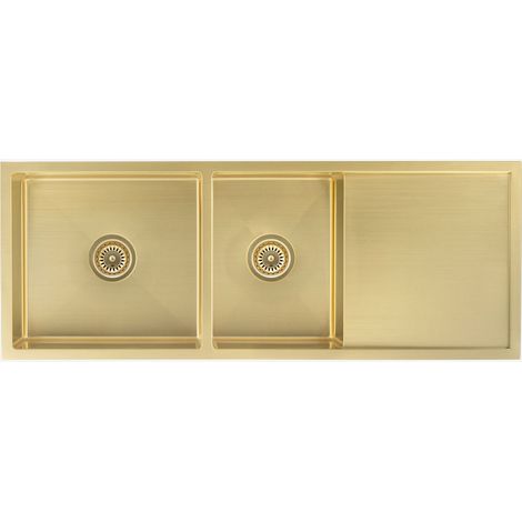 Lavello da cucina doppio 1180 mm - ottone spazzolato - Filao