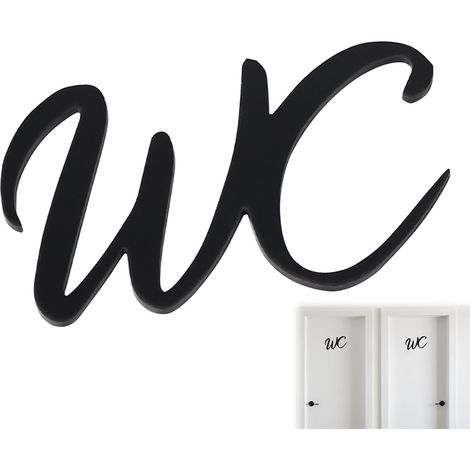 Plaque de porte,15 x 10 cm StickersWC,Decoration WC,WC hommes, WC femmes,Plaque de Toilette pour Porte de Toilettes et Mur,Sous Forme D’écriture,Lettres Autoadhésive, Noire (1/5)