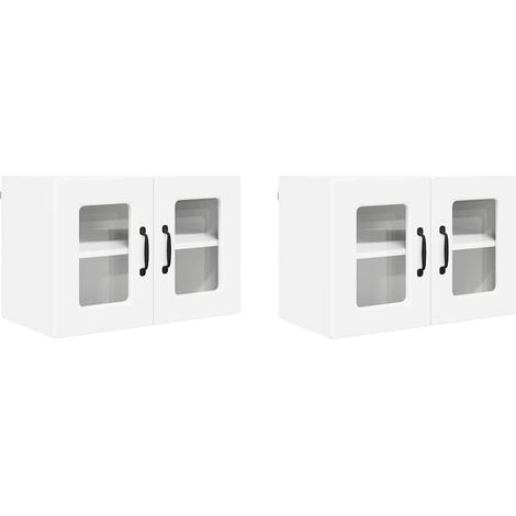 Lot de 2 Meubles Hauts De Cuisine - Armoires de cuisine avec étagère Blanc 60 x 31 x 40 cm fr30825 (1/5)