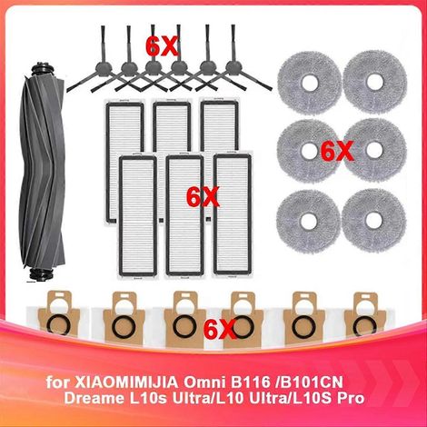 Hauptseitenbürste + Filter für Omni B116 / B101CN, Ersatzteilset, kompatible Ersatzteile, effiziente Reinigung, Roboterwartung, Komplettset, Originalfarbe, für den Heimgebrauch. (1/5)