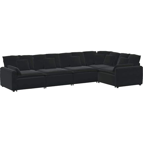 Modulares Sofa mit Kissen Samt Schwarz vidaXL