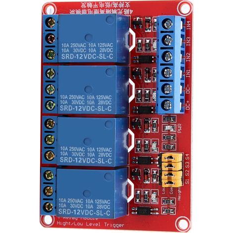 4-Kanal-Optokoppler-Relaisplatine mit High/Low-Triggerung, 5 V/12 V/24 V (12 V) (1/5)