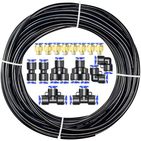 Kit de tuyau à air en polyuréthane PU, 10M de tuyau à air PU noir, 6 mm OD x 4 mm ID avec 14 raccords (1/5)