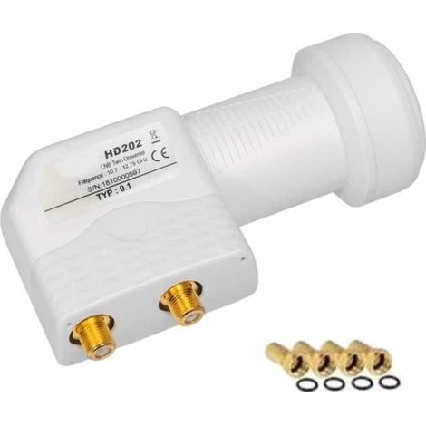 BEST HD202 LNB TWIN FULL HD 4K TÊTE PARABOLE 2 SORTIES 0,1DB GAIN 70DB + 4 FICHES F GOLD