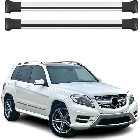 OMAC Aluminium Dachträger Querträger für Mercedes GLK Klasse X204 2008-2015 – Max. 75 kg – 2 Stangen Silber (1/5)