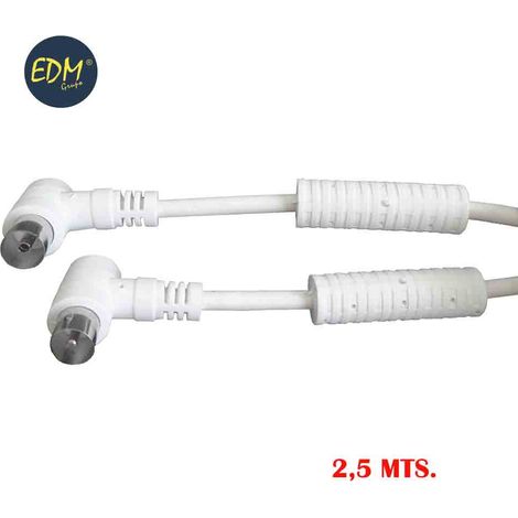 Prolunga TV-video angolata con filtro 9,5mm EDM bianco confezionato da 2,5m