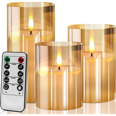 Irovami Bougie électronique télécommandée sous verre, couleur or