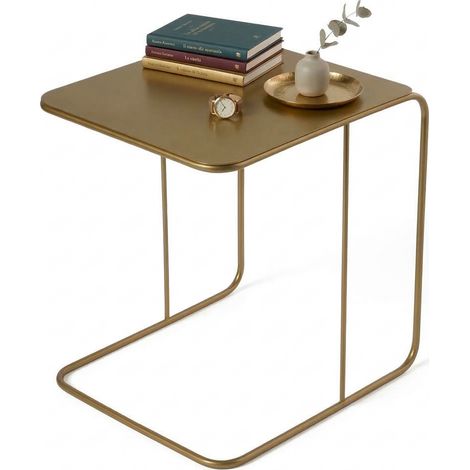 Cattaneo Couchtisch, rechteckig, Metallplatte, Farbe Gold, 47x46x57h cm glänzend