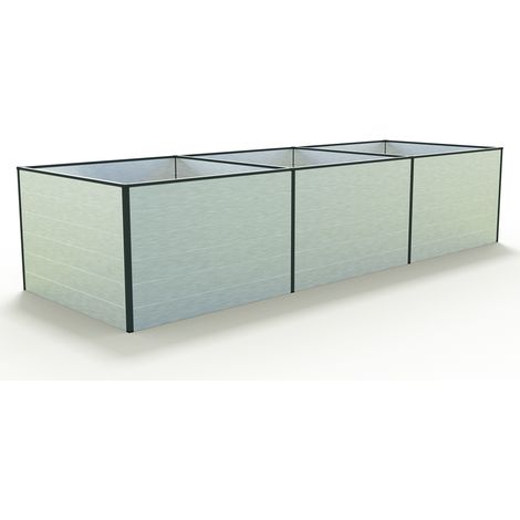 GFP Hochbeet Kräuter-Gemüse-Beet KINGSIZE DANIELA Aluminium - 351 x 119 x 77 cm - Alu natur - formstabil und witterungsbeständig mit Aluminium-Hohlkammerprofilen