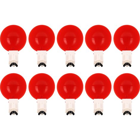 Lot de 10 abreuvoirs automatiques pour volailles (poulets, canards, oies), grande capacité et faciles à installer. Grand bol rouge. (1/5)