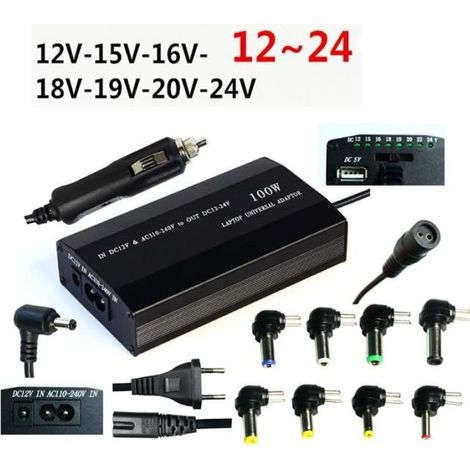 Chargeur Universel 100W 12V à 24V avec 8 embouts (1/4)