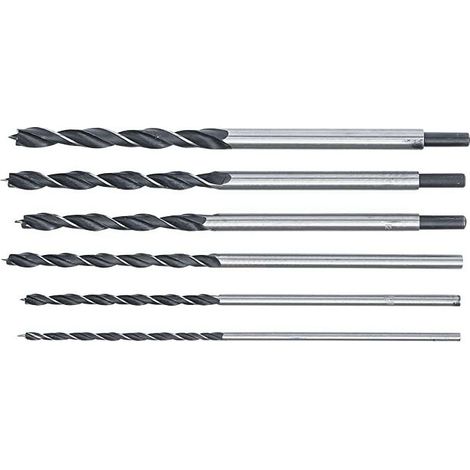 Mèche À Bois - 300 Mm - Queue 10 Mm - Diamètres 6 À 14 Mm - Pour Perçage Profond Dans Bois - Lot De 6 (1/2)