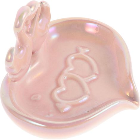 Ceramic Soap Dish with Swan Design Self Discharging and Easy