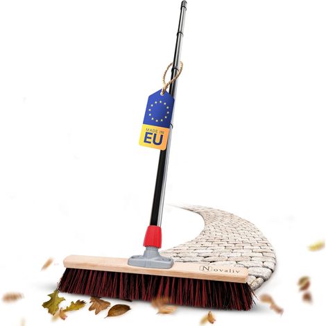 Balai de rue Novaliv avec manche extérieur 50 cm Poils Arenga-Elaston Idéal comme balai extérieur Balai de jardin avec manche poils durs Balai de