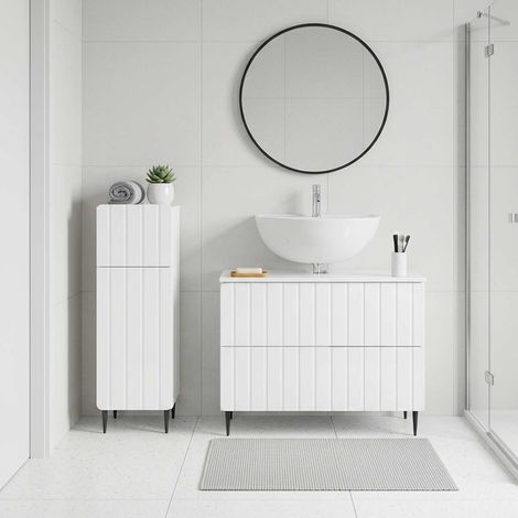 vidaXL Ensemble de 2 meubles de salle de bain ZWOLLE Blanc brillant (1/5)