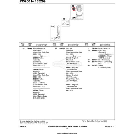 Kit Segmenti quadro BRIGGS & STRATTON diametro 65.1 mm Compatibile - 011590