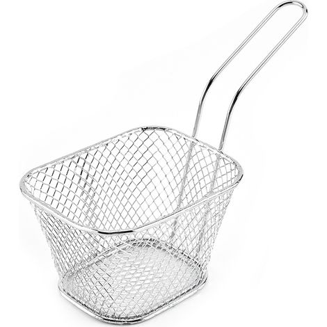 Panier à steak carré en fer forgé pour cuisine, restaurant, barbecue (argenté) (1/5)
