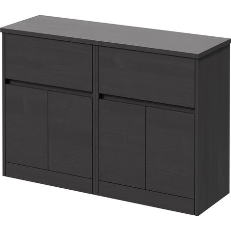 Montego Graphite Grey 1200mm Floor Standing 2 Drawer 4 Door Vanity Unit for Countertop Basins