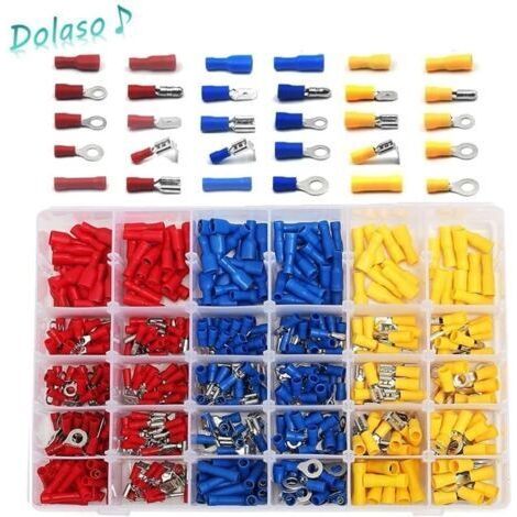 Cosses Electriques 480 Pices, Cosses Electriques pour Voiture, Cosse Sertir, Rondes, Plates Femelles et Males, Cosses Oeillet et Oeil, Cylindriques et Autres